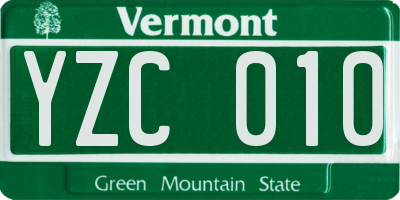 VT license plate YZC010