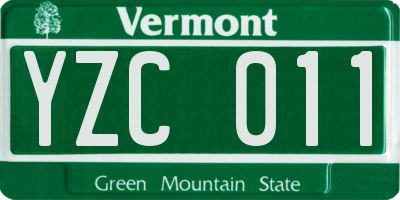 VT license plate YZC011