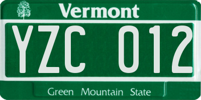 VT license plate YZC012