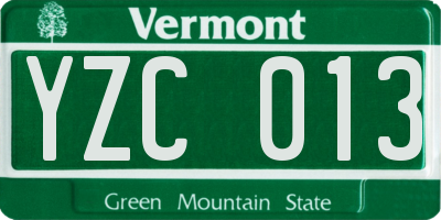 VT license plate YZC013