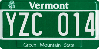 VT license plate YZC014