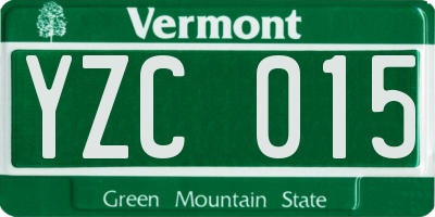VT license plate YZC015