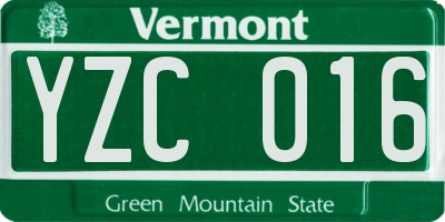 VT license plate YZC016