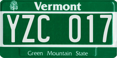 VT license plate YZC017
