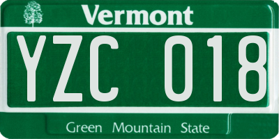 VT license plate YZC018