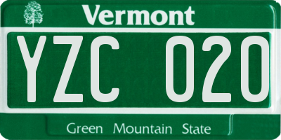 VT license plate YZC020