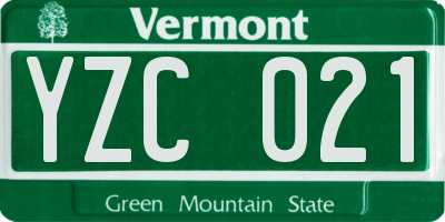 VT license plate YZC021