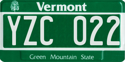 VT license plate YZC022