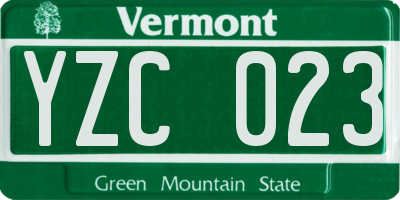 VT license plate YZC023