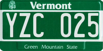 VT license plate YZC025