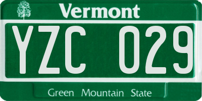 VT license plate YZC029