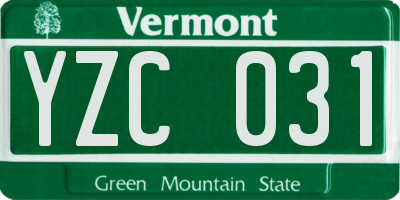 VT license plate YZC031