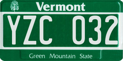VT license plate YZC032