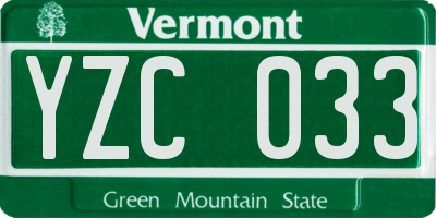 VT license plate YZC033