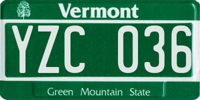 VT license plate YZC036