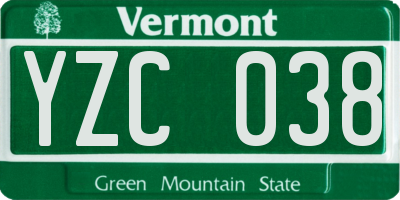 VT license plate YZC038