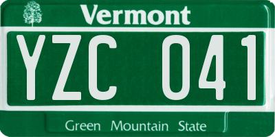 VT license plate YZC041