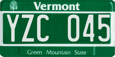VT license plate YZC045