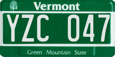 VT license plate YZC047