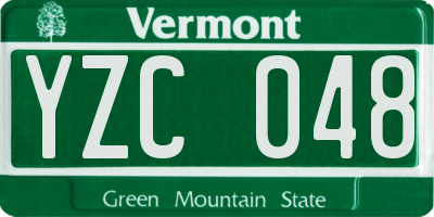 VT license plate YZC048
