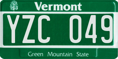 VT license plate YZC049