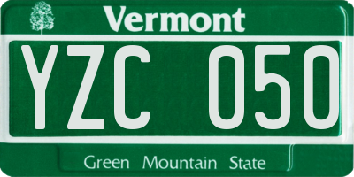 VT license plate YZC050