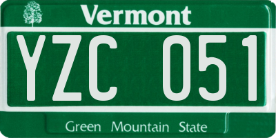 VT license plate YZC051