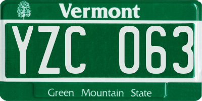VT license plate YZC063