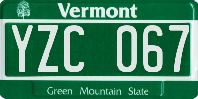 VT license plate YZC067