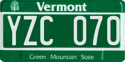 VT license plate YZC070