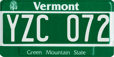 VT license plate YZC072