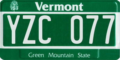 VT license plate YZC077