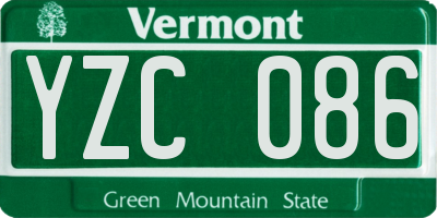 VT license plate YZC086