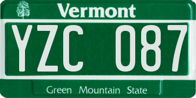 VT license plate YZC087