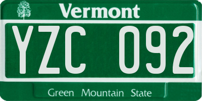 VT license plate YZC092