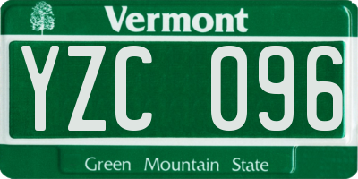 VT license plate YZC096