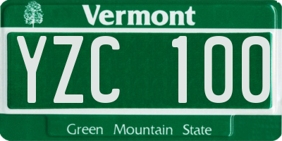 VT license plate YZC100