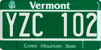 VT license plate YZC102