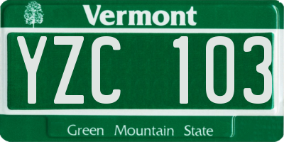 VT license plate YZC103