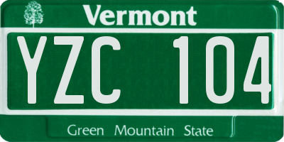 VT license plate YZC104