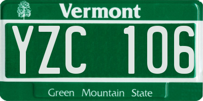 VT license plate YZC106