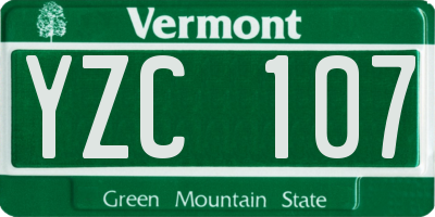 VT license plate YZC107