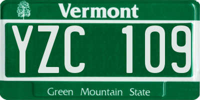 VT license plate YZC109