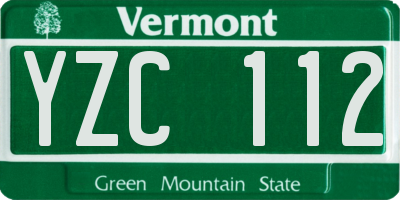 VT license plate YZC112