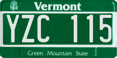 VT license plate YZC115