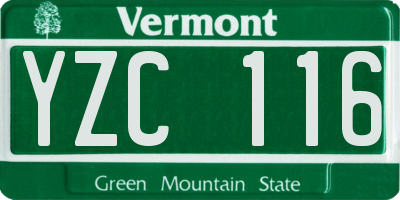 VT license plate YZC116