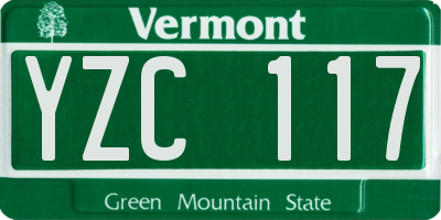 VT license plate YZC117