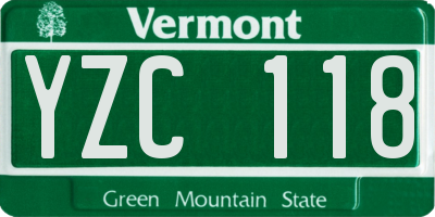 VT license plate YZC118