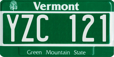 VT license plate YZC121