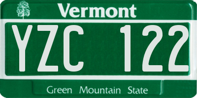 VT license plate YZC122